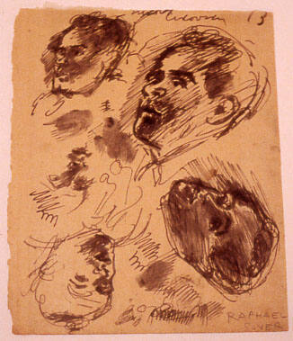 Several portrait sketches of Nicolai Cikovsky