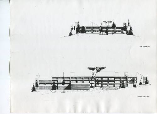 The Park School, Brookline, Massachusetts- Cross Sections of East and South Elevations