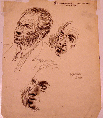 Three portrait sketches