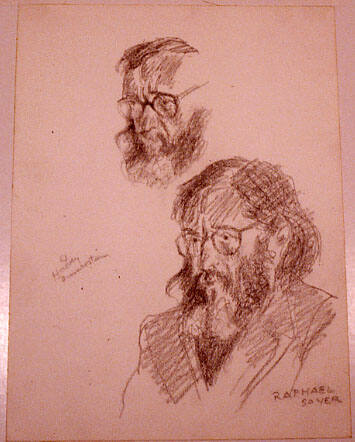 Two portrait sketches of Harvey Dinnerstein