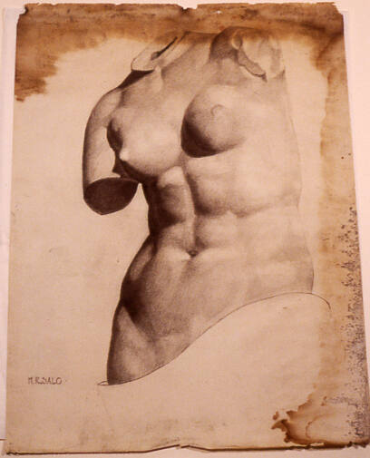 Drawing of sculptured female torso
