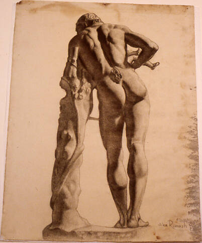 Drawing of Standing Male Nude, Rear View