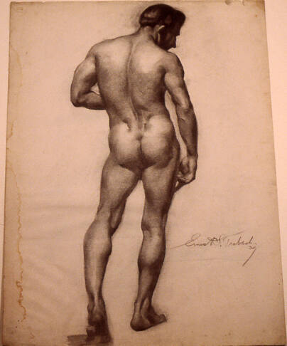 Drawing of standing male nude