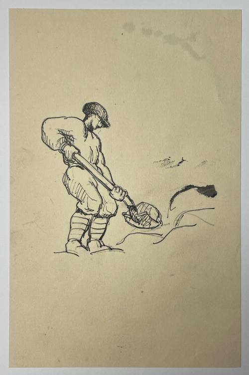 Sketch for La Porte de L'Alma, World's Fair, 1937 [Man digging]