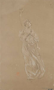 Study of standing draped female figure, for "Moods to Music" mural