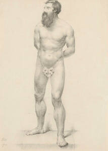 Untitled - Standing male nude with fig leaf