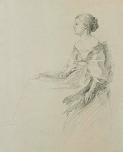 Seated woman in profile