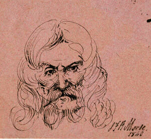 Sketch of head of a bearded man with long hair