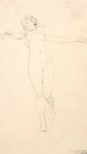 Sketch of standing female nude, possibly for "Moods to Music" mural