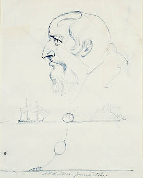 Profile of a Bearded Man and Design for the Atlantic Cable