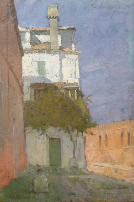 Seated Figure in Courtyard of a House