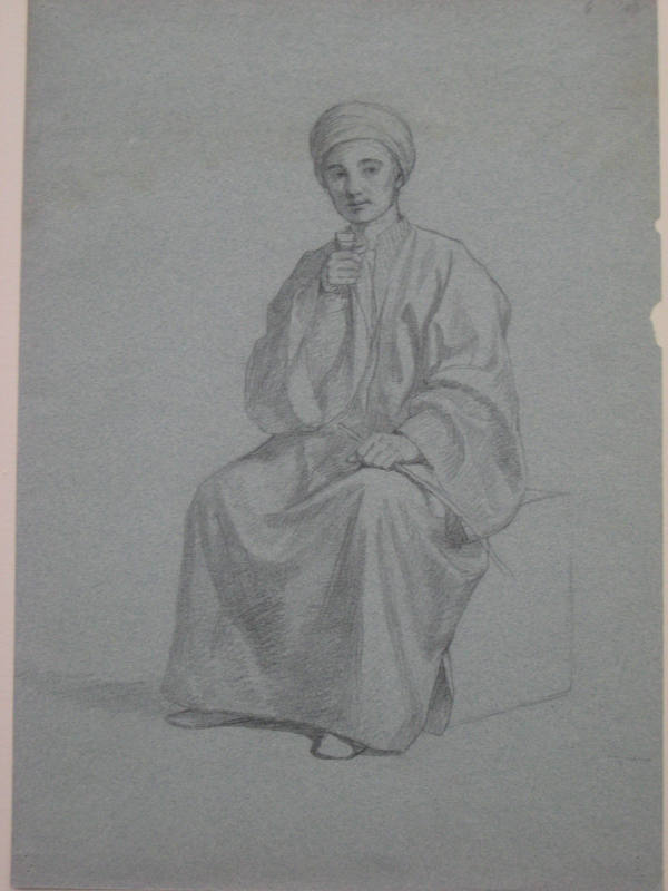 Figure study for "In a Rug Bazaar, Cairo"