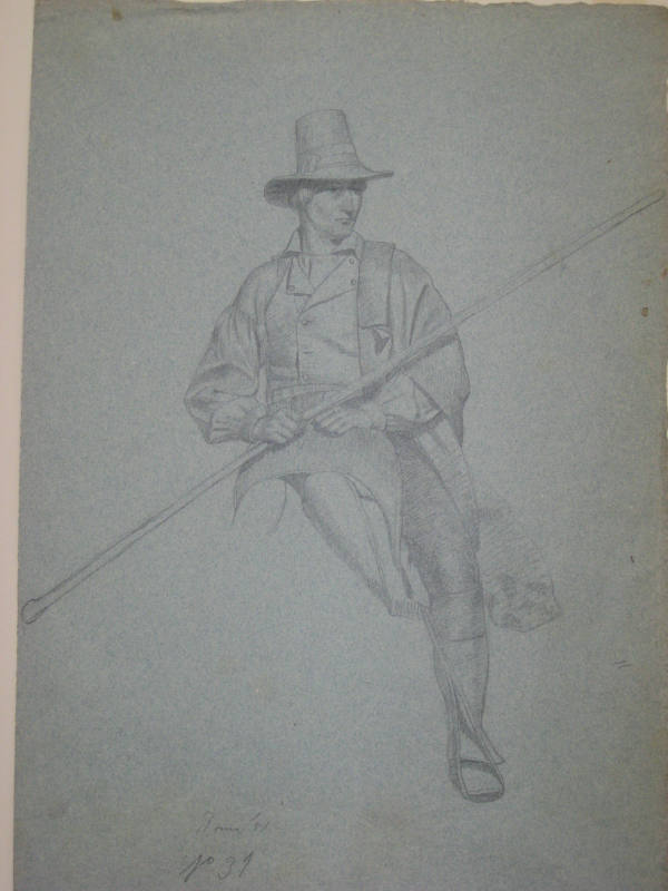 Untitled - Man sitting on a saddle, holding a staff