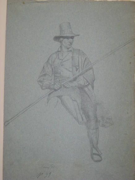 Untitled - Man sitting on a saddle, holding a staff