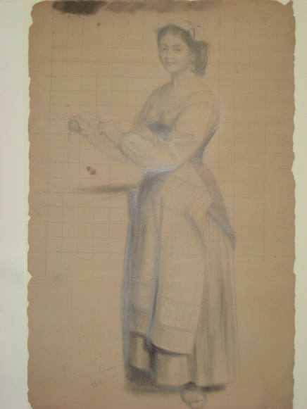 Untitled - Standing girl holding a bucket (partially squared for transfer)