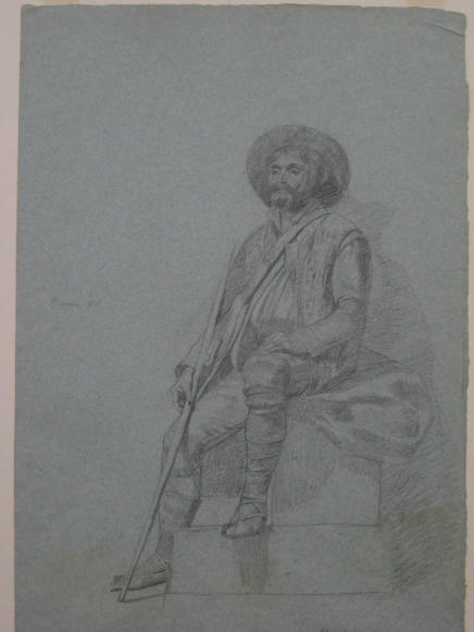 Untitled - Bearded man seated with a staff, Rome