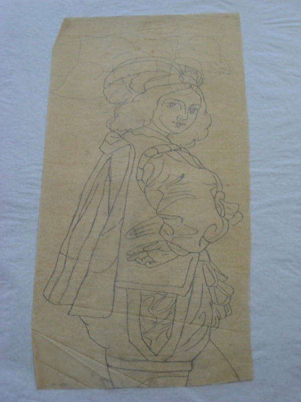 Untitled - Figure in Shakespearean costume with a plumed hat