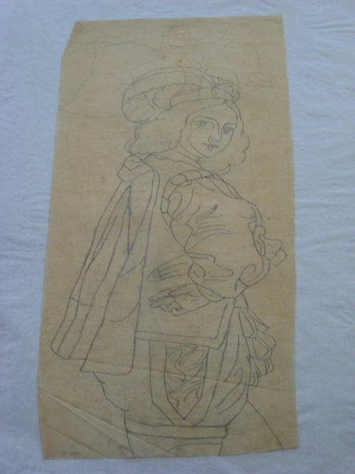 Untitled - Figure in Shakespearean costume with a plumed hat