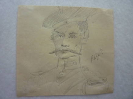 Sketch of bust of man in uniform