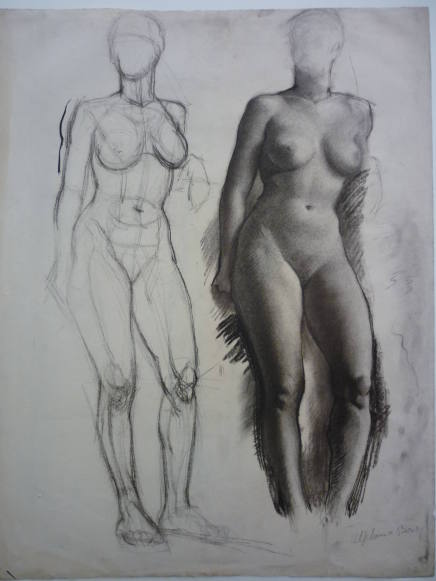 Two Sketches of Standing Female Nude