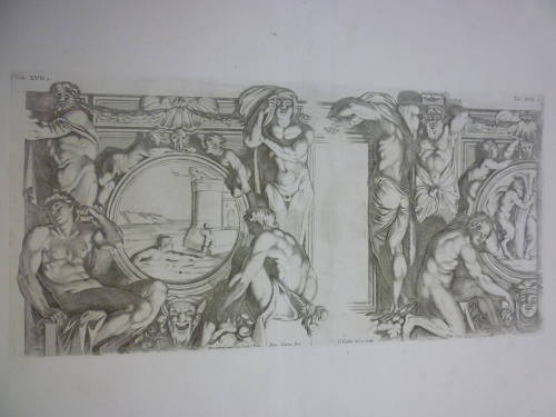 Leander Swimming Across the Hellespont to Hero; Pan Pursuing Syrinx, pl. 17 from the series Galeria Nel Palazzo Farnese in Roma...da Annibale Carracci, after Annibale Carracci