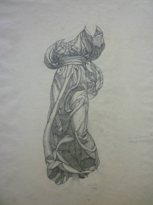 Study of drapery for female figure "Hope" from stained glass programme "Hope and Memory" in Pittsburgh