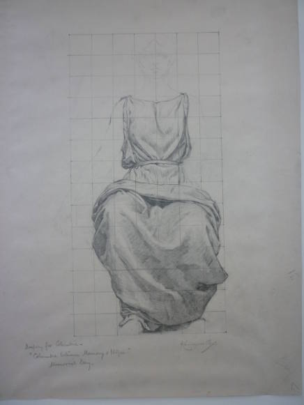 Study of drapery for figure of "Columbia" Memorial Day stained glass programme, Pittsburgh