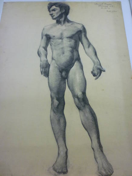 Drawing of standing male nude