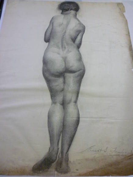 Drawing of standing female nude