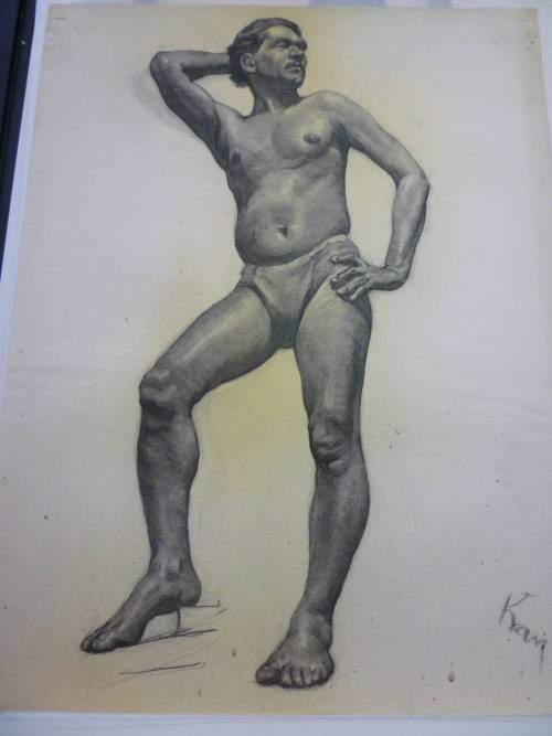 Drawing of standing male nude