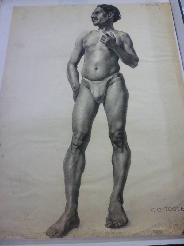 Drawing of standing male nude