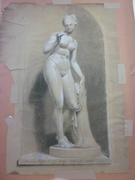 Drawing of cast of female nude