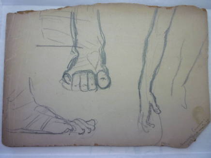 Sketch of two feet and arms