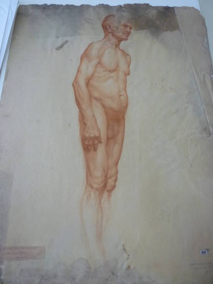 Drawing of elderly male nude