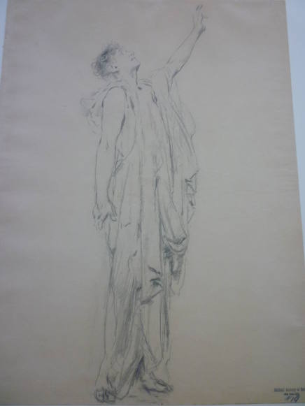 Study of draped male figure, possibly for "Vintage Festival" mural