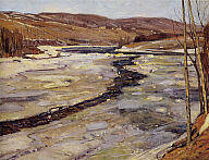 Swift Flowing River in Winter