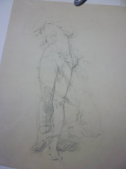 Sketch of female figure for "Moods to Music" mural