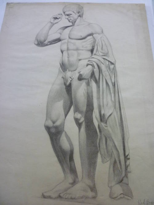 Drawing of Cast of Antique Male Nude