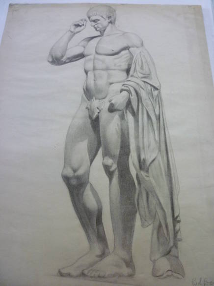 Drawing of Cast of Antique Male Nude