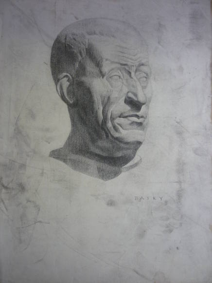 Drawing of Sculptured Male Head