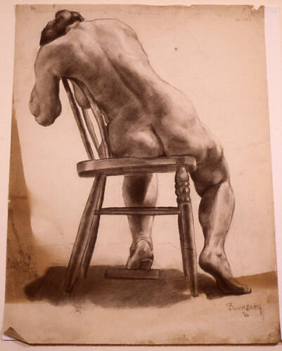 Drawing of Seated Female Nude