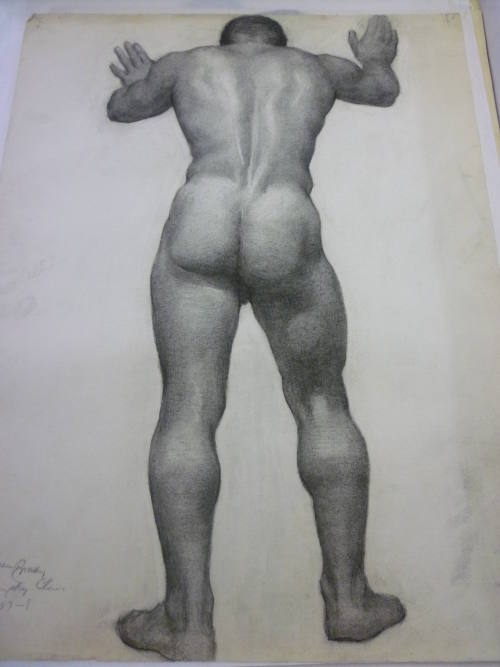 Drawing of Standing Female Nude, Seen from Rear