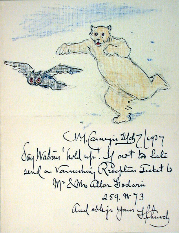 Illustrated Manuscript Note to Watrous