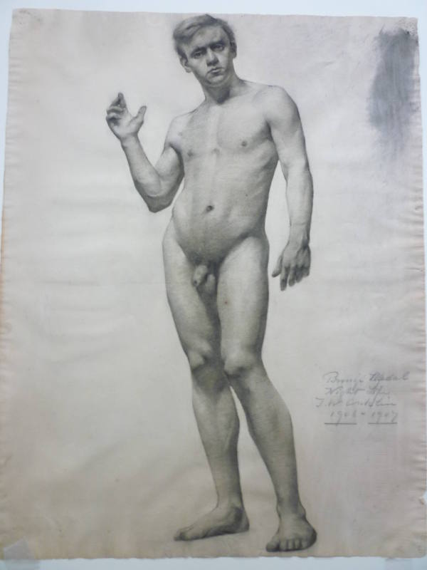 Drawing of standing male nude