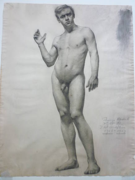 Drawing of standing male nude