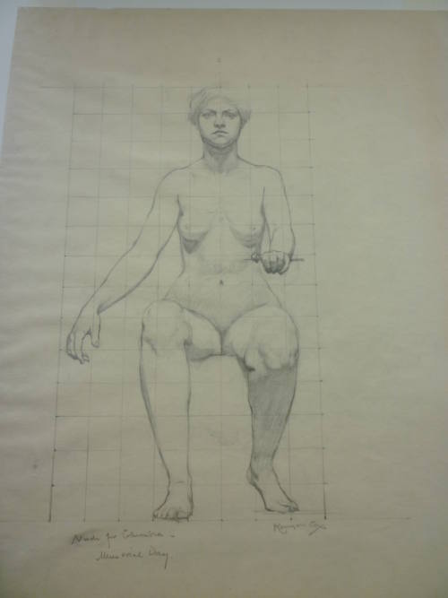 Study for female figure of "Columbia", stained glass programme, Pittsburgh