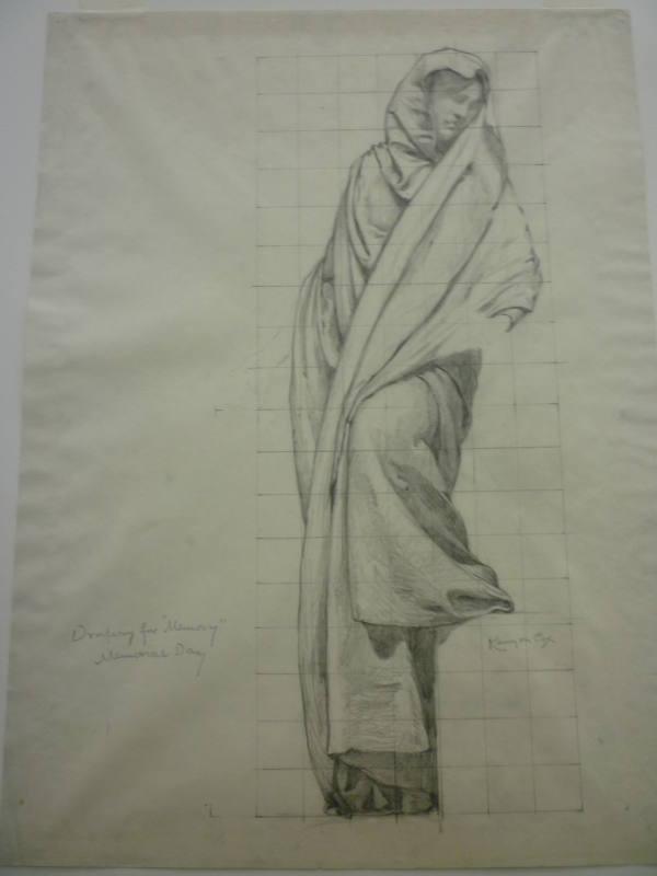 Study of drapery for "Memory", Memorial Day stained glass programme , Pittsburgh