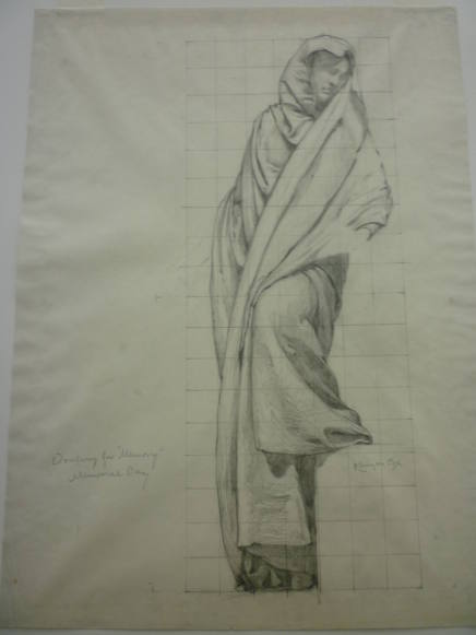 Study of drapery for "Memory", Memorial Day stained glass programme , Pittsburgh