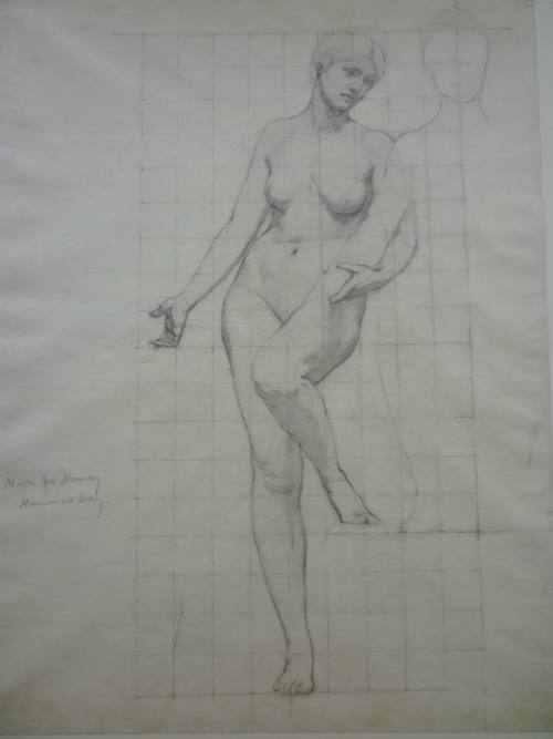 Study of female figure for "Memory", Memorial Day stained glass programme , Pittsburgh