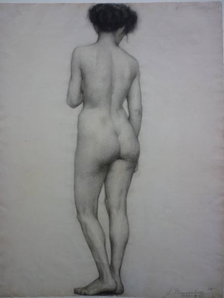 Drawing of female nude standing
